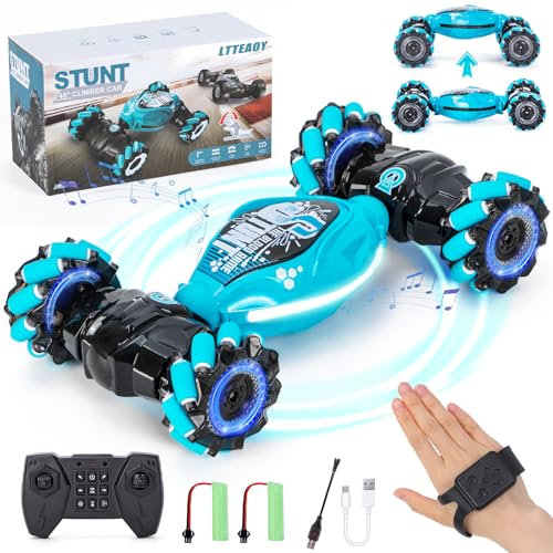 Ltteaoy RC Stuntbil för Barn Voiture Télécommandée Avec Commande, RC Stuntbil för Barn,4WD 2.4GHz Fjärrkontroll Geststyrd Sensorleksaksbil