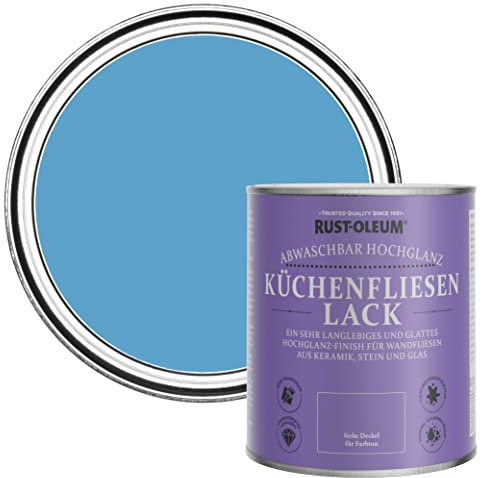 Rust-Oleum Wasserabweisender Küchenfliesenlack in hochglänzendem Finish - Azurblau 750ml