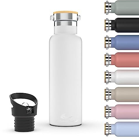 Daikoku Botella Agua Acero Inoxidable - 500ml - Botella Térmica - Bebidas Frías 24 Horas y Calientes 12 Horas - Botella Agua Antigoteo - Doble Pared Libre de BPA - Cantimplora Termica - Blanco