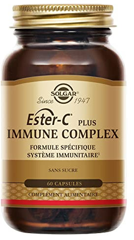 Solgar Ester-C® Plus Immune Complex - Défenses Immunitaires, Formule complète et Spécifique Système Immunitaire - Immunité, Vitamines, Zinc, Magnésium - Complément Alimentaire - Flacon de 60 capsules
