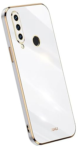 Topme Silikonhülle für Huawei P30 Lite (6.15 Inches), [handyhülle im Goldrand-Stil] - Weiß