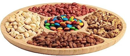 Reheyre Cesto regalo frutta secca, vassoio di frutta secca in legno, vassoio di frutta secca vassoio di servire frutta secca, vassoio da dessert per servire cibo, vassoio di cibo natalizio per