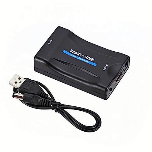 SZJUNXIAO Adattatore Scart Hdmi Video Audio Converte L'ingresso Scart Analogico in Uscita Hdmi HD 720p/1080p per Proiettore Monitor HDTV STB VHS PS3 Sky Blu-ray Dvd Wii TV VCR