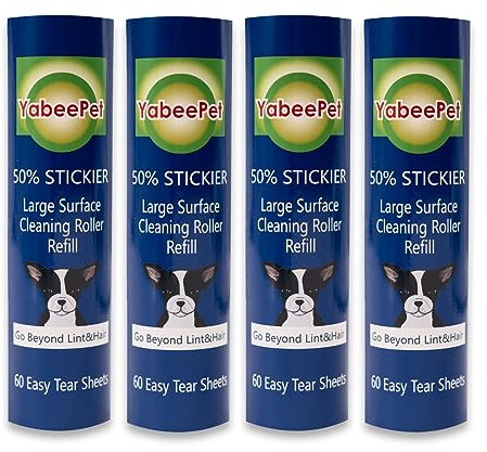20,3 cm große Oberflächenroller-Nachfüllpackung für Scotch-Brite 50 % klebrige Fusselrolle, funktioniert hervorragend auf Tierhaaren (60 Blatt pro Rolle, 4 Stück)
