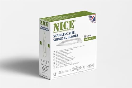 NICE 100 x No.25 Sterile Stainless Steel Surgical Blades SS25