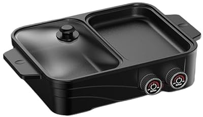 Hot Pot with Grill, 1500W Adjustable 2-in-1 Multifunctional Electric Oven, Suitable for 2-3 People, smokeless Barbecue hotpot, can be Fried or Fried (Pink)