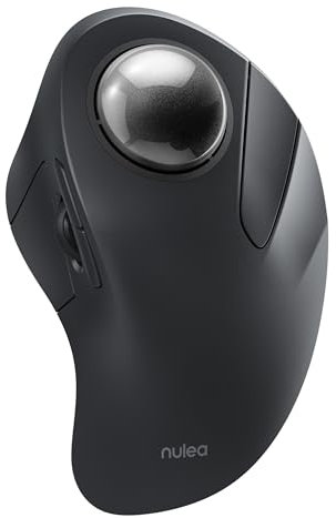 Nulea Wireless Ergonomic Trackball Mouse, Rechargeable, Bluetooth, 44mm Index Finger Trackball, 5 DPI Ajustables, Compatible avec PC, Laptop, iPad, Mac, Windows, Android