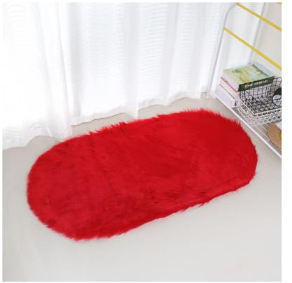 SHTGOI Tappeto di peluche ovale in pelliccia sintetica per il soggiorno, tappeto di lana a pelo lungo, in finta pelliccia, pelo lungo, morbido e morbido