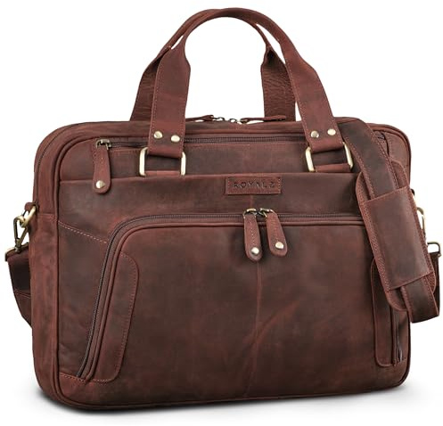 ROYALZ Chicago Leder Umhängetasche Herren Laptoptasche 15.6 Zoll Messenger Bag Ledertasche groß Aktentasche Vintage Businesstasche für Männer Echtleder;Farbe:Schwarz