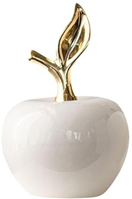 F Fityle Statua di Mele Figurina in Ceramica Centrotavola da Collezione Ornamento Scultura di Frutta per l'arredamento dell'ingresso della libreria, Bianco, Piccolo