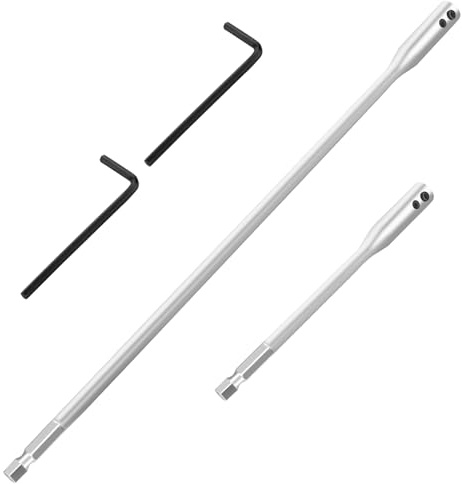 4 Pieces 1/4 Drill Bit Extension Set, High-Carbon Steel Spade Bit Set, 6 and 12 Inches Spade Drill Bit Extension with 2 Pieces Key for Wood Turners Furniture Carpentry and Construction