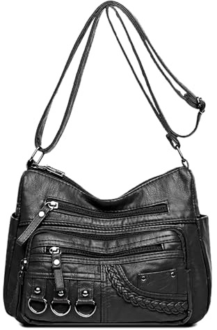 ModaZeal Sac à bandoulière décontracté multi-poches en cuir souple pour femme, sac à bandoulière pour le shopping, la randonnée, un usage quotidien