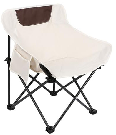 AHDFY Campingstuhl Leicht Faltbar Klein, Campingstuhl Mit GeträNkehalter, Fishing Chair, Camping-StüHle, CampingstüHle Faltbar, TragfäHigkeit Bis Zu 130 Kg, 44x44x32cm,Weiß