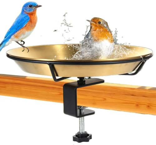 Vogeltränke für Balkon und Garten - Verstellbare Wasserschale Hängend für Balkongeländer, Stehend, Frostsicher, Vogelfutterspender für Vögel Draußen