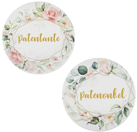 ARVOV 2 Stüc Buttons Anstecker Patentante Fragen Patenonke, Taufpaten Geschenk, Taufgeschenke von Taufpaten, Patenonkel Geschenk, Patengeschenk für Paten, Paten Taufpaten Geschenk Deko Blumen Blätter