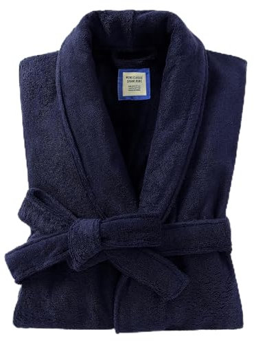 Herren Bademäntel - Klassischer Frottee Bademantel, Bademantel aus Baumwolle (410 g/m²) (DE/NL/SE/PL, Alphanumerisch, Einheitsgröße, Regular, Regular, Navy Blue)