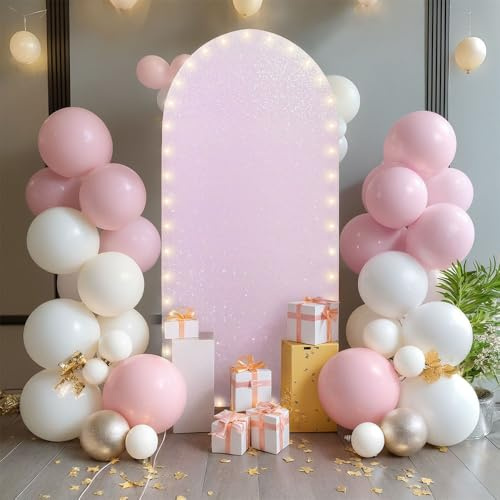 Hiseng Arche Mariage Couverture, Paillettes Toiles de Fond Anniversaire en Forme d'Arche pour Fête de Mariage, Anniversaire et Prénatale Décoration (5ft(150x65cm),Rose)