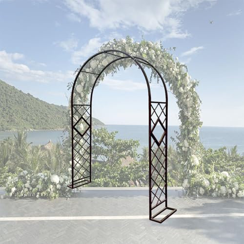Treillis d'arche de jardin en métal pour plantes grimpantes - Pergola d'extérieur robuste avec revêtement en poudre - Arches de jardin solides pour rosiers et vignes - Marron - 180 x 230 cm (l x H)