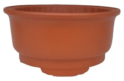 Genérico BIOMATA Maceta Bonsai Ceramica para Shohin 13x13x6,5 cm | Maceta Redonda Gres Roja | Maceta para Bonsai Resistente a Cualquier Clima | Tiesto Ceramica con Drenaje Base Plana