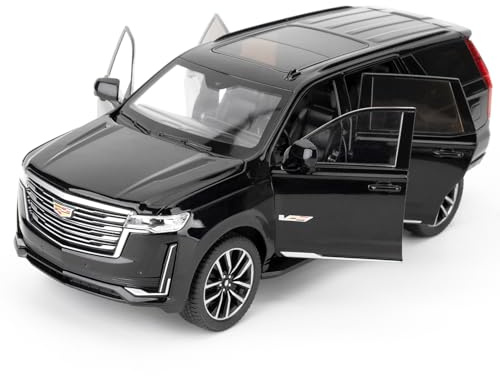 BGHSCA 1/24 Kompatibel mit Escalade SUV-Modellauto, Rückzieh-Diecast-Fahrzeug mit Sound und Licht für Kinder, Jungen, Mädchen und Erwachsene, Geburtstagsgeschenk (Schwarz)