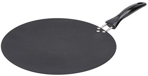 Prettiee Padella per friggere Bistecca Padella per Grigliare in ghisa Padella da Cucina con Manico per Pizza Pancake Torta Carne 49X30X3cm Wok