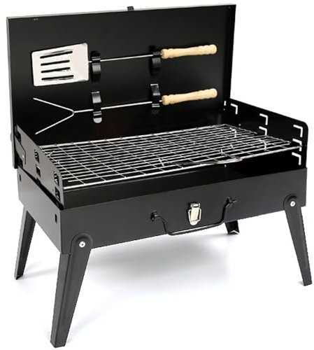 Griglia Barbecue Pieghevole con Altezza Regolabile, Griglia per Barbecue con Maniglia, Barbeque Esterno per Picnic, Cortile e Viaggio