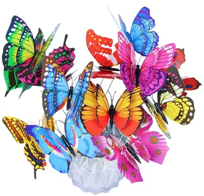 3D Butterfly Wall Stickers, 50PCS Removable DIY Home Decorations Art Decor, Garden Butterfly Decoration with Stick