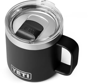YETI Rambler 10 oz Ceramic Lined Stackable Mug, Vacuum Insulated, Stainless Steel with MagSlider Lid, Black