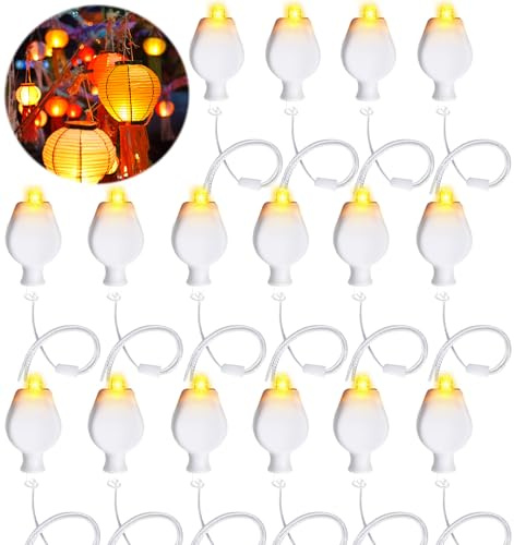 TEWWCEO 16 Piezas Luces para Linternas de Papel, Luz para Globos Blanca Cálida con Cuerda para Colgar, Guirnalda de Luces con Pilas, Decoración para Navidad, Fiesta, Cumpleaños, Bodas, Halloween
