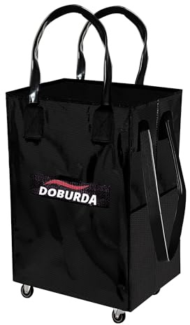 DOBURDA Reusable Grocery Bag On Wheels,Rolling Tote, Shopping pulley, rolling duffle bag with foot，Collapsible Grocery Bag Tote, travel case, Storage Box,69 lb Capacity (Black, Medium)