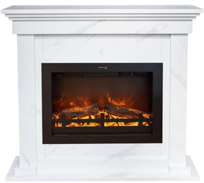 Elektrokamin - Flex EFL-ML - Marmoroptik - 1500 Watt Heizung - mit Fernbedienung - Kaminsims inklusive Einbaukamin - Dekokamin
