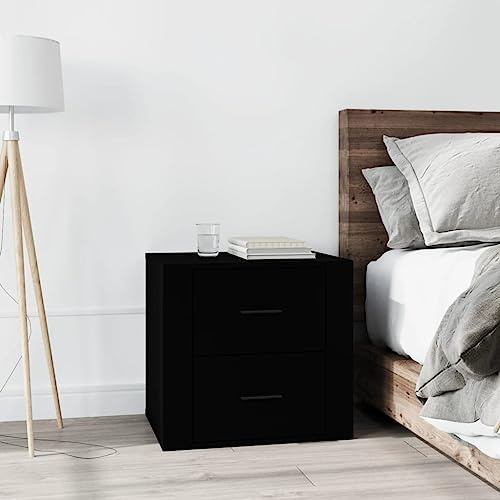 Comodino nero 50 x 39 x 47 cm, elegante tavolino con cassetto, robusto materiale in legno per camera da letto, soggiorno, ufficio, versatile