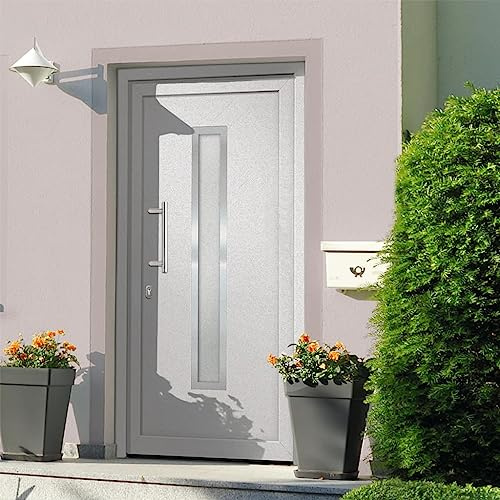 QJBSAVVA Haustür Weiß 88x200 cm mit Zarge komplett Montage-Set 5-Punkt-Verriegelung 3D-Scharniere Wärmeschutz-Glas Modernes Design für Eingangsbereich Wohnhaus Gartenhaus