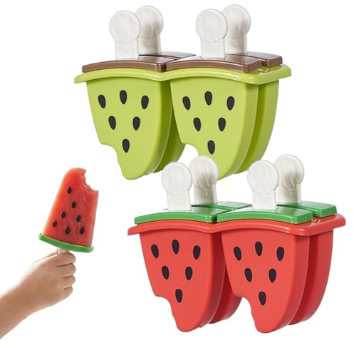 LKNBIF Ice Cream Mold, 2pcs Reusable Watermelon Ice Cream Mold, DIY Ice Popsicle Mould, Easy Release Homemade Ice Molds for Pudding Yogurt Jelly
