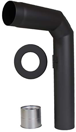 LANZZAS Ofenrohr-Set 2x 45°, 3-teilig - im Durchmesser Ø 120 mm - Farbe: schwarz - Rauchrohr-Set mit Drosselklappe und Reinigungsverschluss