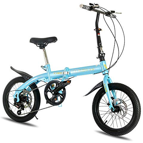 MTTKTTBD Lightweight Faltrad,16 Zoll 7 Gang Klapprad,First-Class Aluminium Klappfahrrad für Herren Damen,Folding City Bike mit Vorne Hinten Kotflügel,