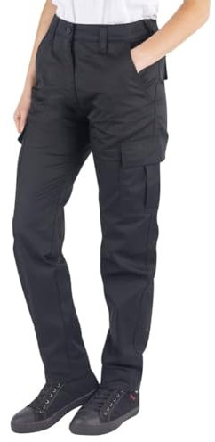 Lee Cooper Workwear LCLPNT241 Ladies Heavy Duty Easy Care Multi Pocket Work Safety Classic Cargo Pants Trousers, Black, 12 UK / 30 Leg (regular)