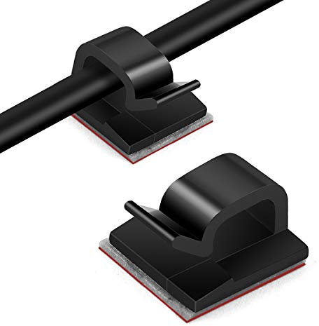 RYCHUI 120 Stück Kabelclips, Kabelhalter mit Starken Selbstklebend Pads, Klebrige Kabelklemme Set Kabelmanagement für Haus Schreibtisch Büro USB Ladekabel, PC, TVKabel und Audiokabel Usw. (Schwarz)