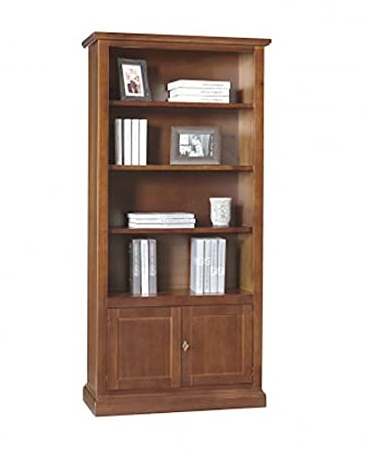 Mar.c.a. Design – Bücherregal Arte Povera mit 4 Regalböden und 2 Türen – Holzregal 90 x 41 x 186 cm mit geradem Sockel – Made in Italy