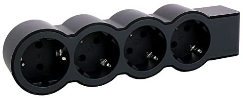 LEGRAND Regleta de enchufes, Enchufe múltiple con 4 Tomas de Corriente,sin Cable, Color Negro/Gris Oscuro 694576
