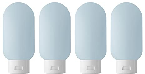 ZEOABSY 4 Pieces Empty 60ml Squeezable Blue Flip Cap Plastic PE Bottles, Travel Soft Squeeze Cosmetic Tubes with Flip Top Screw Caps for Shampoo Soap Toner Refillable Containers