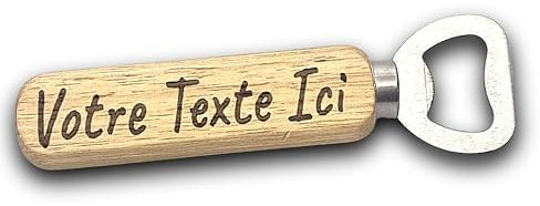 Décapsuleur en Bois personnalisable | Cadeau personnalisé| Gravure Laser | pour Maison Cuisine Bar Cadeau Anniversaire, (VOTRE TEXTE Personnalisé)