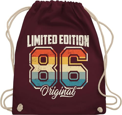 Turnbeutel Rucksack - 40. - Limited Edition 1986 Original I Vierzigster Geburtstag I 40 Geburtstag - Unisize - Bordeauxrot - geschenkideen für frauen ab geschenkideen+für+frauen+ab+40 40er 1984