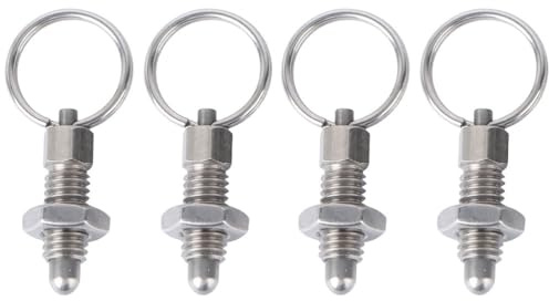 OSALADI Edelstahl Indexierung Kolben Mit Pull Ring 4 Stück Schnellveröffentlichungsstift Für Industrielle Geräte Elektrogeräte Und Auto 5.90 X 2.50 X 1.00 cm