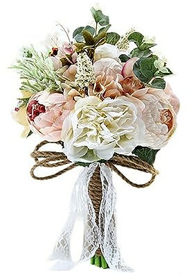 # Künstlicher Pfingstrosen-Rosenstrauß Braut Brautjungfer Handgemachter Hochzeitsstrauß Seide Brautstrauß Blumenstrauß (Weiß, Einheitsgröße)