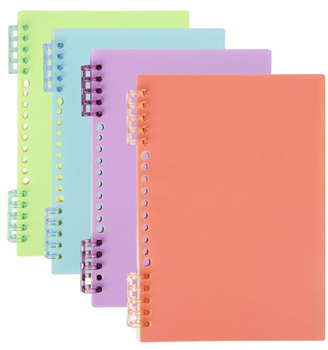 Kurtzy Spiral-Notizbuch A5 Ringbuch in Verschiedenen Farben (4er-Pack) - Spiralbindung, Notizbuch A5 Liniert 60 Blatt/120 Seiten - 80 g/m² Dickes Collegeblock Liniert - Büro-/Schulheft