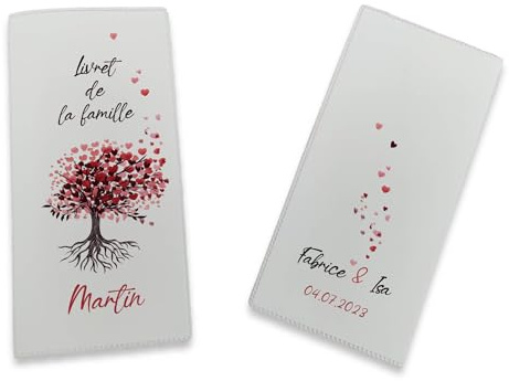 Livret de Famille personnalisé, idée cadeau personnalisable, cadeau mariage original, Protège Livret de Famille motif Arbre de Vie - SP0128a (Blanc)