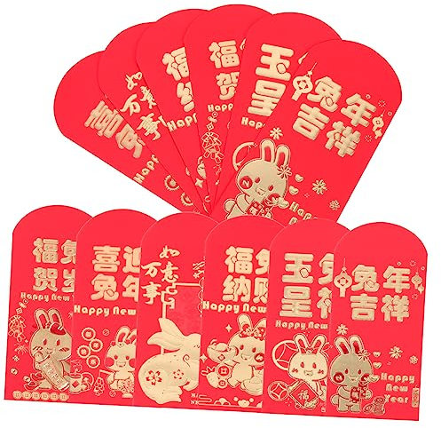 AOKWAWALIY 24pcs Pocket Wallet Design Papier Glücks Papiertüte 2023 Geldtasche Faltbar Cartoon Rot Umschlag Münzbörse Papier Geldtasche Mondkalender Hochzeit 2023 Glücksgeldumschläge