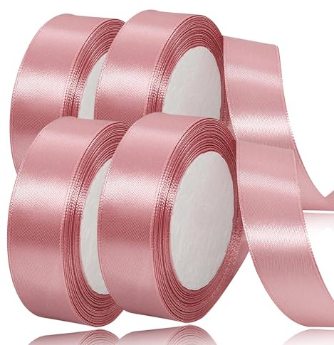 Laeeyin satinband 88 m brett, 20 mm band, presentband bröllop tyg, perfekt för bröllop, födelsedagar och festliga tillfällen (rosa)