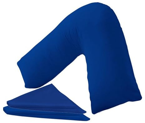 Buzzbuy 2 Pack V shaped pillow cases covers -100% Poly-cotton Back & Neck Support Orthopaedic Pregnancy/Nursing V Pillowcase covers only (Royal Blue)